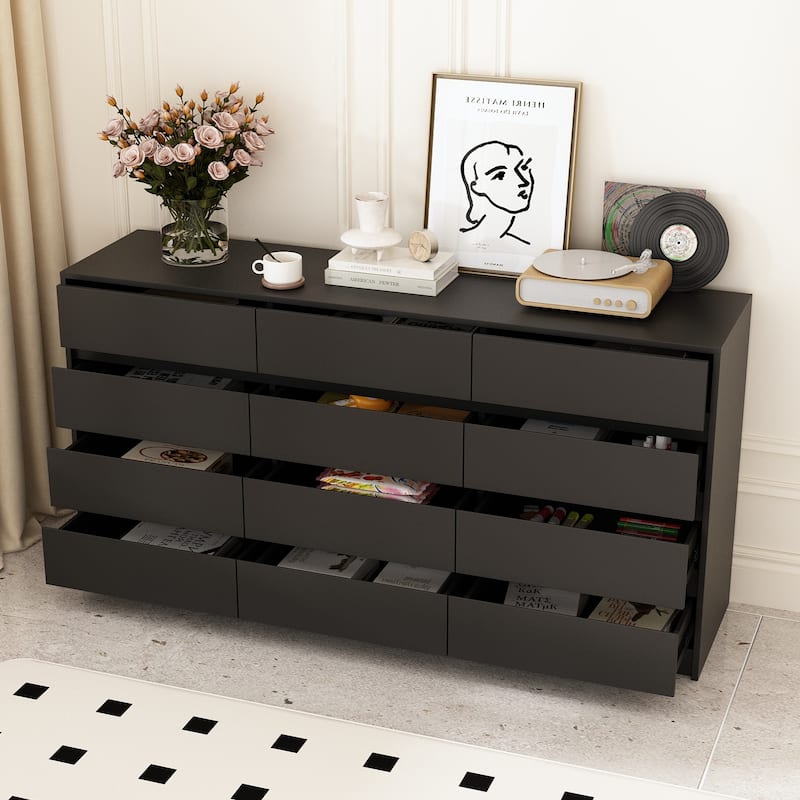 Large Floor Wood Dressers & Chest of Drawers Handle Free,Sideboard