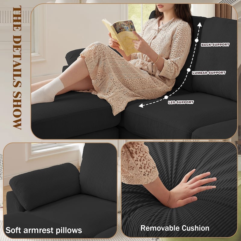 4-Piece Living Room Sectional Sofa Set with Loveseat and Chair