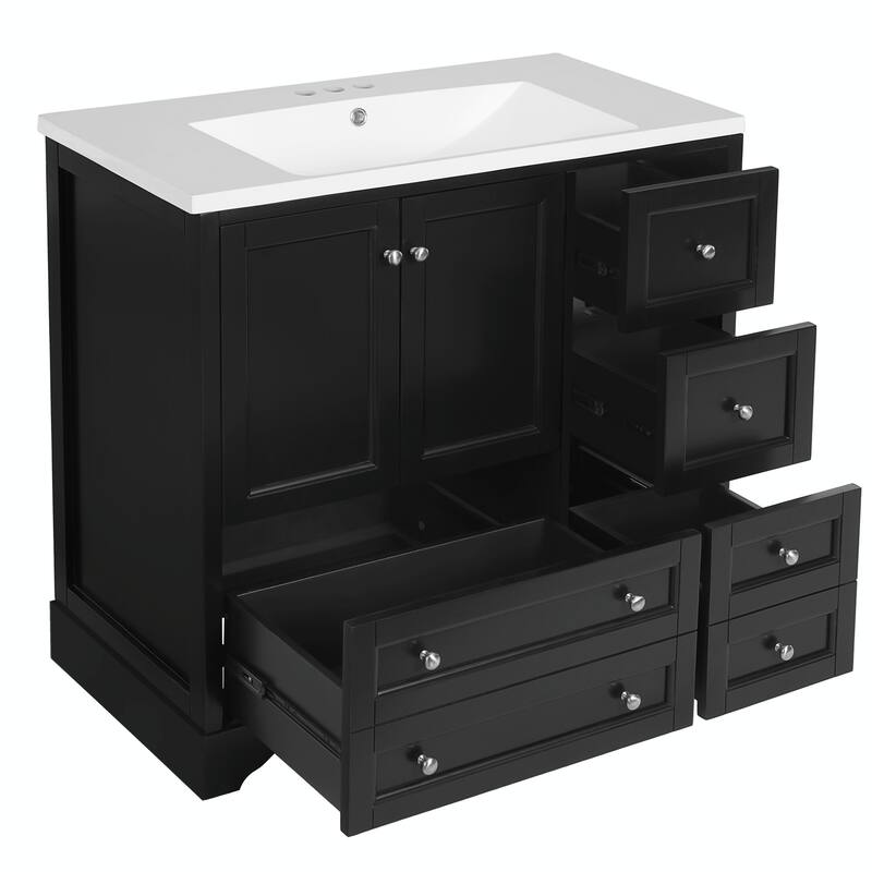 36-inch Bathroom Vanity with Sink, Solid Wood Freestanding Bathroom Vanities
