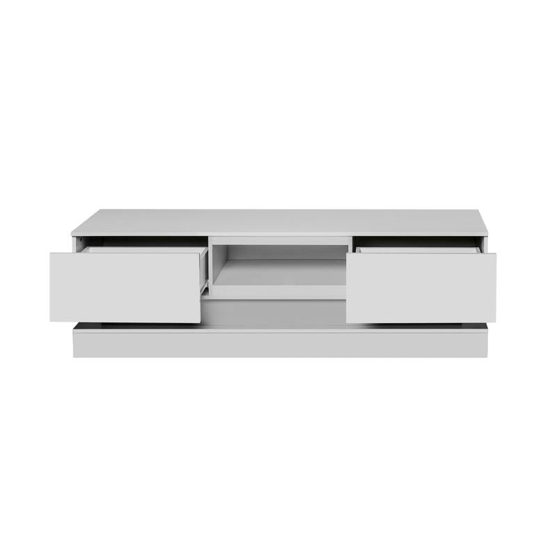 16-Color LED Lights TV Stand for TV up to 55"/65", Modern Entertainment Center with 2 Drawers