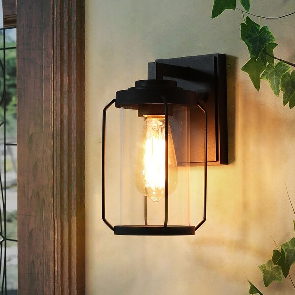Modern Farmhouse Black Outdoor Wall Sconce Barn Wall Lanterns with Clear Glass for Garage Porch D 4.5 x H 10 On Sale Bed Bath Beyond 35613341