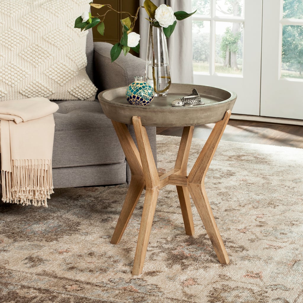 SAFAVIEH Celeste Indoor/ Outdoor End Table (Dark Grey) - 18.1" x 18.1" x 21.2"