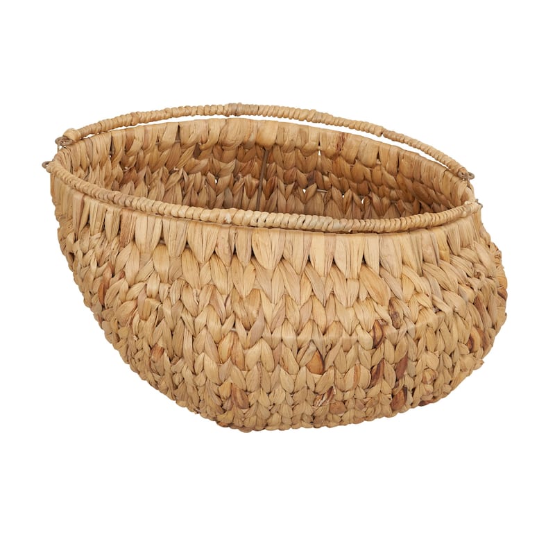 Household Essentials Water Hyacinth Wicker Basket with Handles
