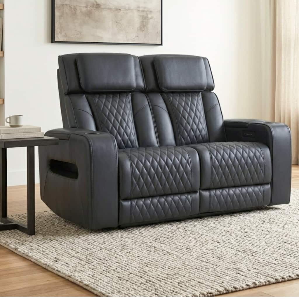 Colton Leather Match Power Loveseat - N/A