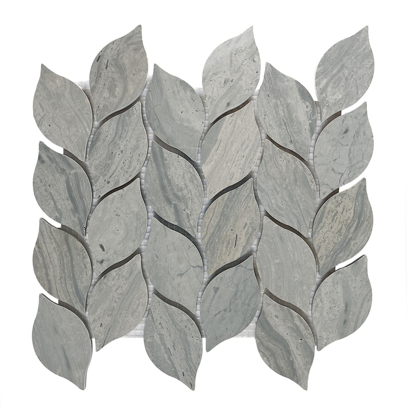 Marinewood Marble Leaf Honed Mosaic Tile - 5 Sheets (3.90 sf) - Grey