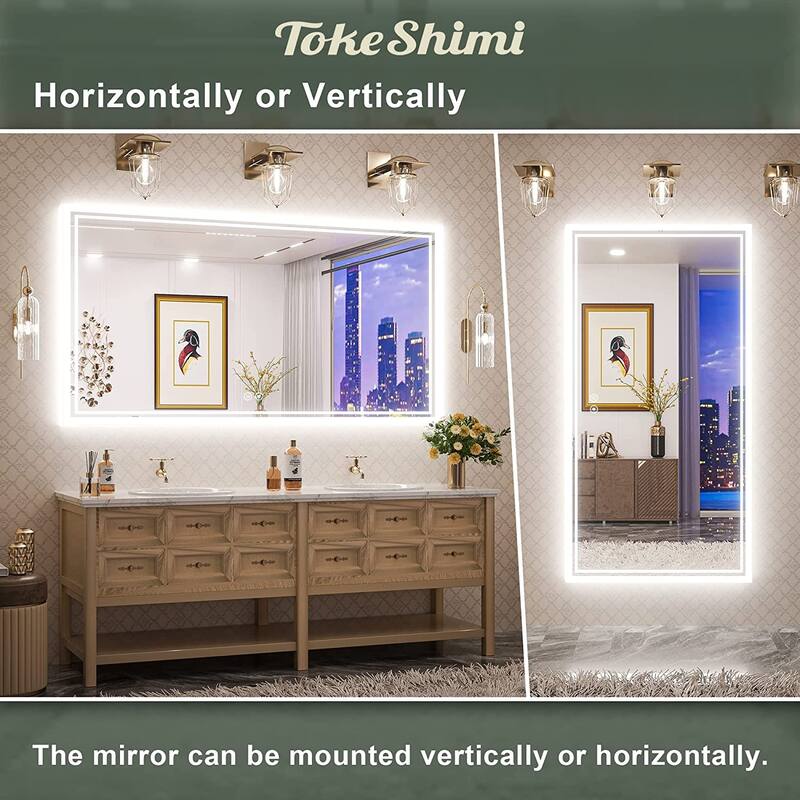 TokeShimi LED Bathroom Vanity Mirror, Anti-Fog Dimmable Wall Mirror