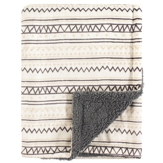Hudson Baby Infant Plush Blanket with Faux Shearling Back, Aztec, One Size - Aztec - One Size