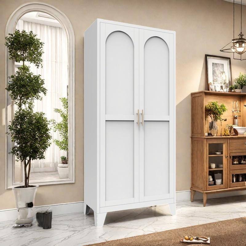 2 Shapely Doors Buffet Sideboard Accent Cabinet, Storage Cabinet with Doors and Adjustable Shelves