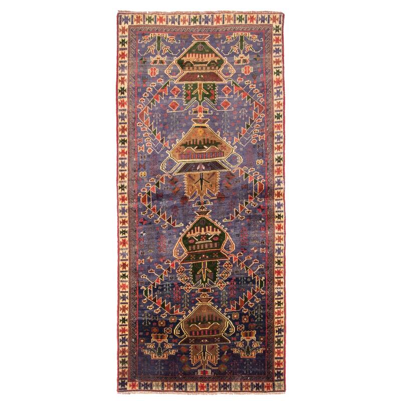 ECARPETGALLERY Hand-knotted Melis Vintage Dark Navy Wool Rug - 3'0 x 6'10