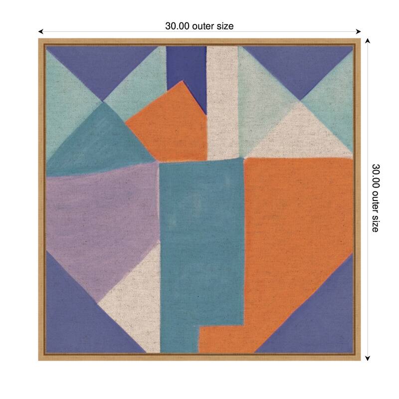Kate and Laurel Sylvie Painterly Soft Geometric Shapes Neutral Linen Framed Canvas by The Creative Bunch Studio