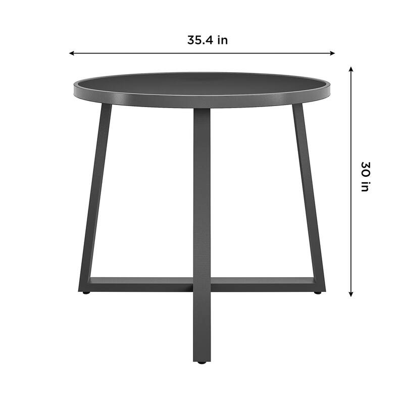 COSCO 35" Round Indoor/Outdoor Glass Top Dining Table