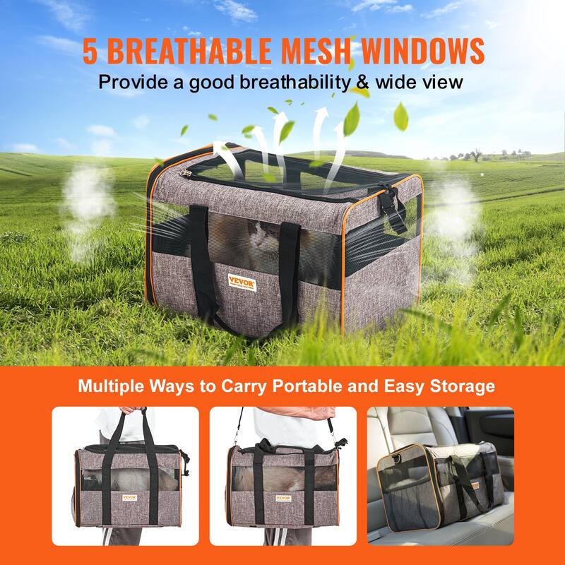 VEVOR Cat Carrier with Wheels Rolling Pet Carrier with Telescopic Handle and Shoulder Strap