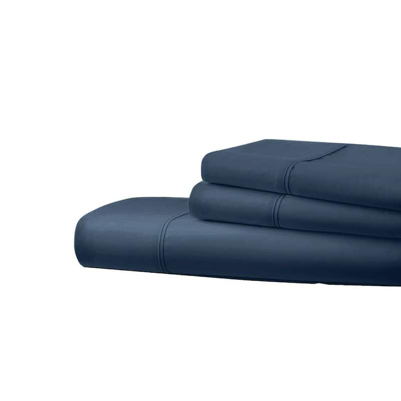 1800 Series 6 Piece Egyptian Cotton Feel Soft Sheets Deep Pockets 4 Pillowcases - Navy - Full