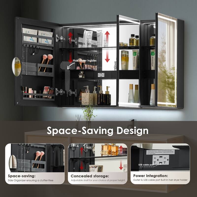 Hesili Rectangular Frameless LED Lighted Bathroom Mirror Medicine Cabinet