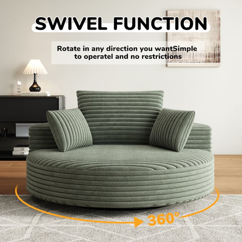 GDFStudio - Lavelle Corduroy 360 Degree Swivel Chair Fluffy Modern Sleeper