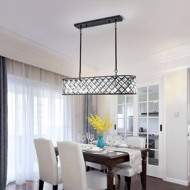 Maxax 5 - Light Crystal Shade Black Metal Charming Kitchen island Chandelier