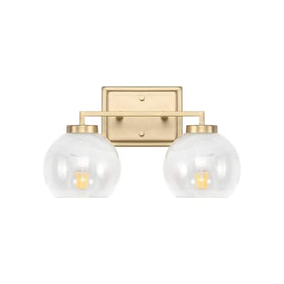 Elliott 2-Light Vanity Light in Brushed Champagne Bronze with Alabaster Shade - Gold