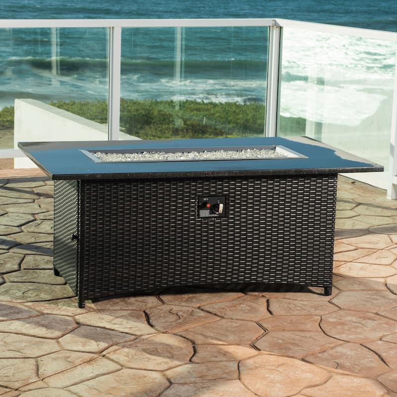 Sedona Granite Outdoor Patio 58x36in Fire Table Kit - Espresso