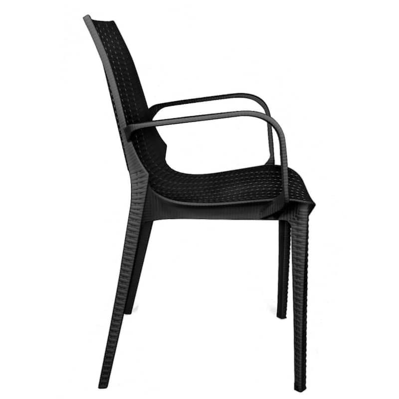 LeisureMod Kent Outdoor Stackable Dining Arm Chair, Set of 2