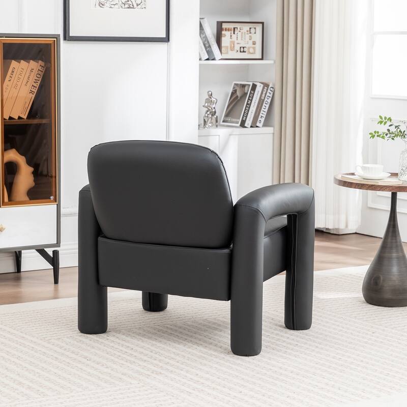 SEYNAR Modern PU Leather Accent Chair with Tubular Multifunctional Legs for Living Room