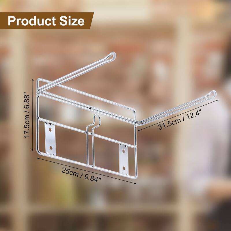 2 Pack T-Shirt Shopping Bag Rack Stand Store Holder Dispenser Grocery Bag Holder - Silver - Silver