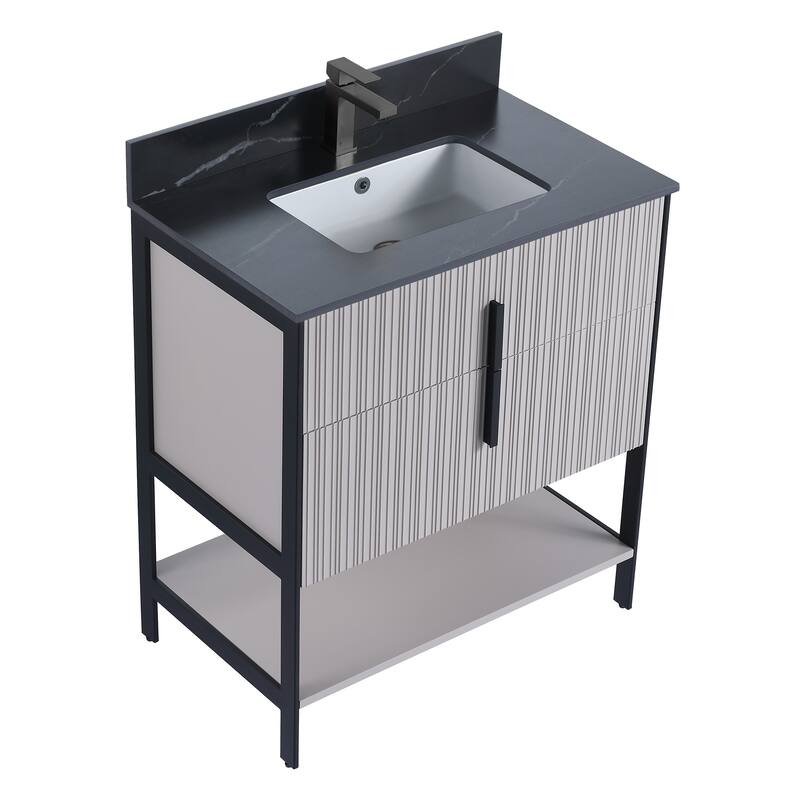 Fine Fixtures Serenity Modern Bathroom Vanity with Black Sintered Stone Top