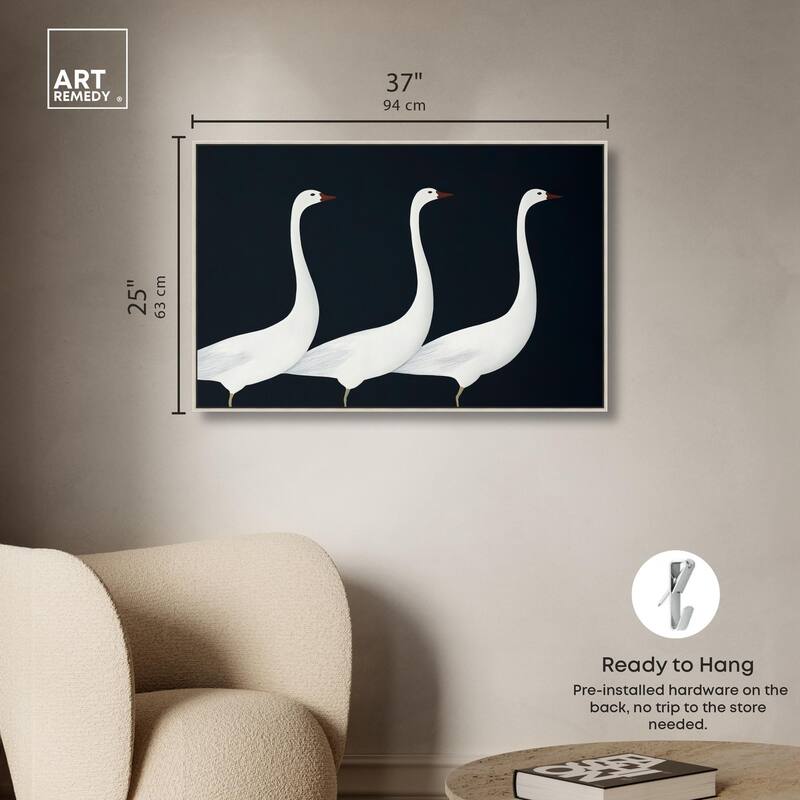 Trio of Swans Canvas by Art Remedy