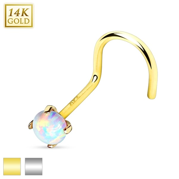 Prong Set Opal Stone Top 14K Gold Nose Screw (Sold Individually)