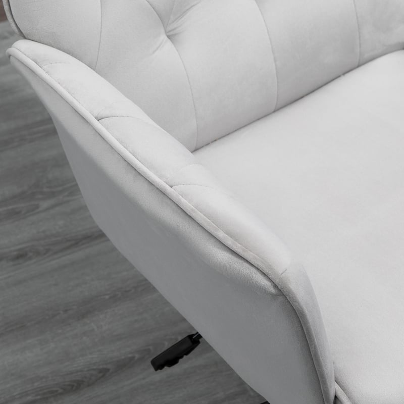 Vinsetto Modern Mid-Back Tufted Velvet Home Office Desk Chair with Arms, Swivel Adjustable Accent Chair with Soft Seat