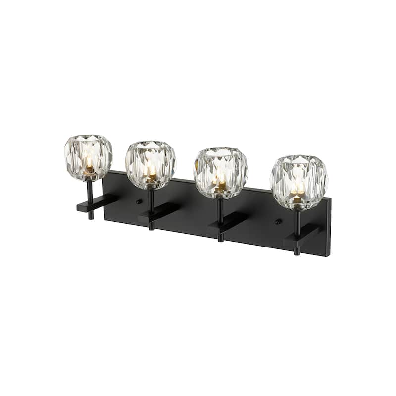 4 Light Black Vanity With Clear Crystal Shades