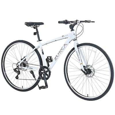 7 Speed Hybrid Bike Aluminum Alloy Frame Double Disc Brakes 700C Road Bike For men women's City Bicycle