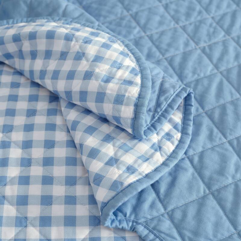 Martha Stewart Olivia Gingham Cotton Reversible Quilt Set