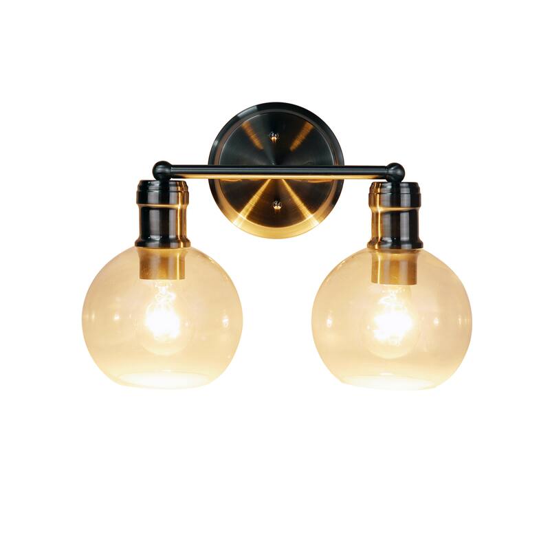 Bath/ Vanity Fixture w/ Clear Globe Glass - Brushed Nickel - 2-light