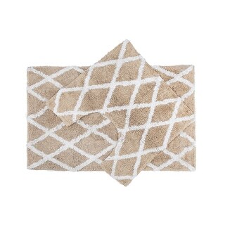 2pc Diamond Anti Slip Cotton Bath Mat