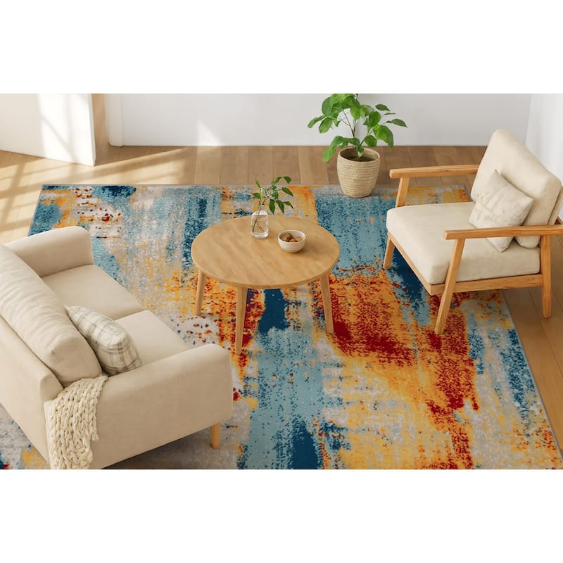 World Rug Gallery Bohemian Abstract Modern Area Rug - 3'3" x 5' - Runner