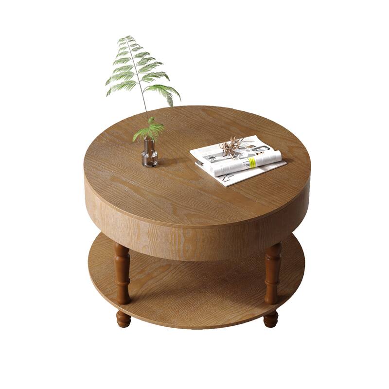 31.5" Modern Round Coffee Table with Storage and Hidden Compartment