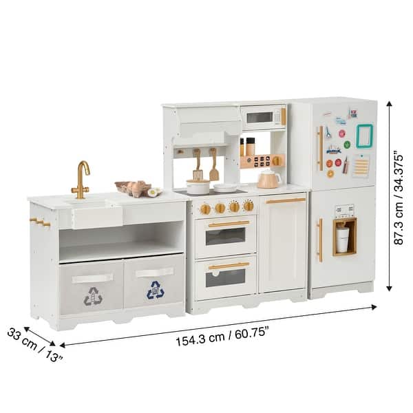 dimension image slide 0 of 2, Teamson Kids Little Chef Atlanta Modular Play Kitchen with Accessories - 60.75" L x 12.99" W x 34.37" H