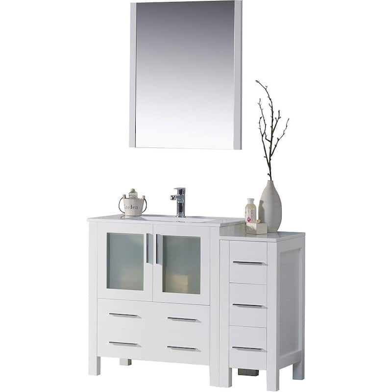 Blossom Sydney 42 Inch Solid Wood Bathroom Vanity with Sink & Cabinet - Glossy White - Glossy