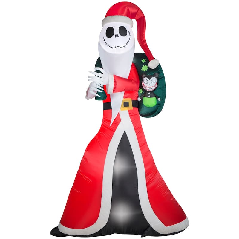 Gemmy Giant Christmas Inflatable Jack Skellington as Sandy Claws, 10 ft Tall