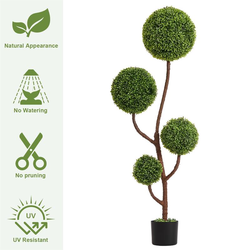 5FT Artificial Boxwood Topiary Tree