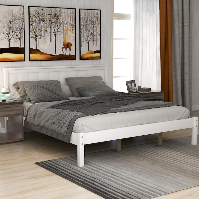 Twin/Full/Queen Wood Frame Platform Bed with Headboard