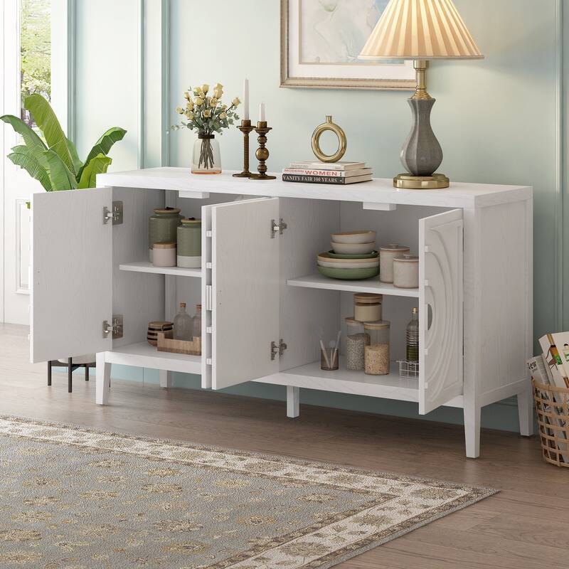 Retro Sideboard door with Circular Groove Design cabinets