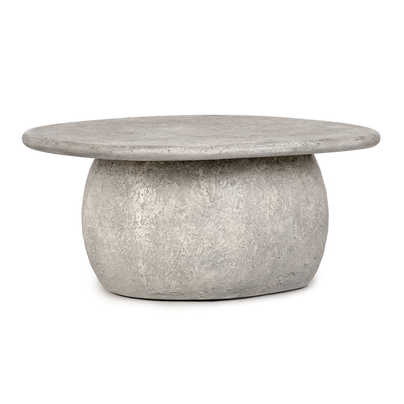 Classic Home Britney 42-inch Concrete Outdoor Round Coffee Table - 42Wx42Dx18H - 42Wx42Dx18H - Ligth Gray