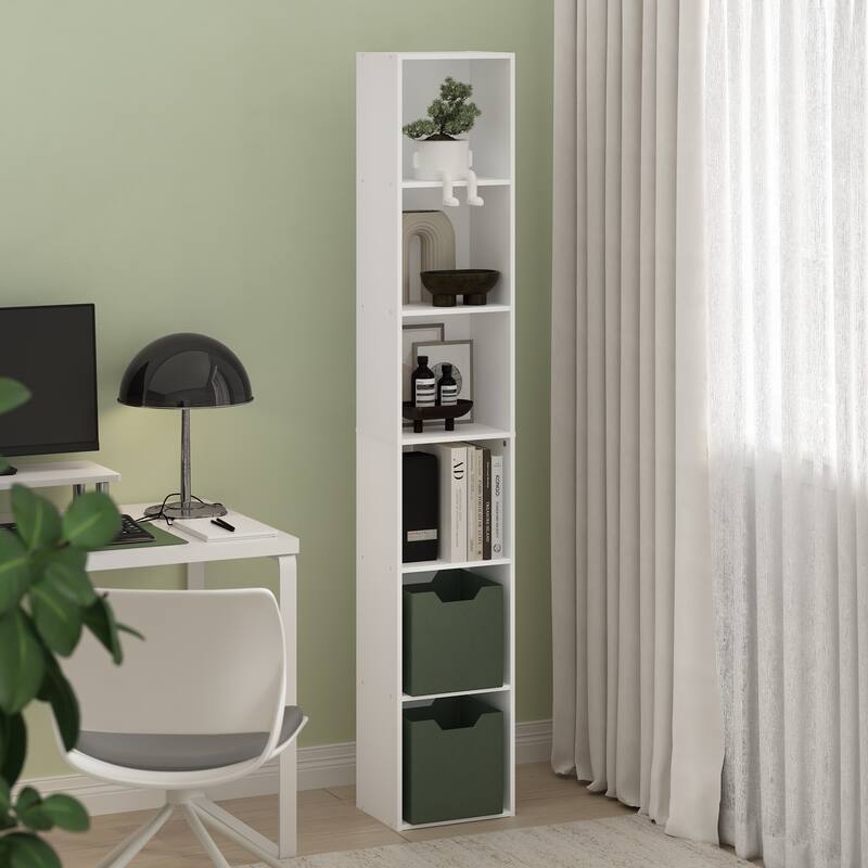 Furinno Luder 6-Tier Open Shelf Bookcase, Amber Pine