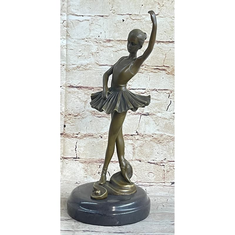 Prima Ballerina Dancer Girl Figure Bronze Statue Sculpture Marble Base Original 12 Inches X 5 Inches