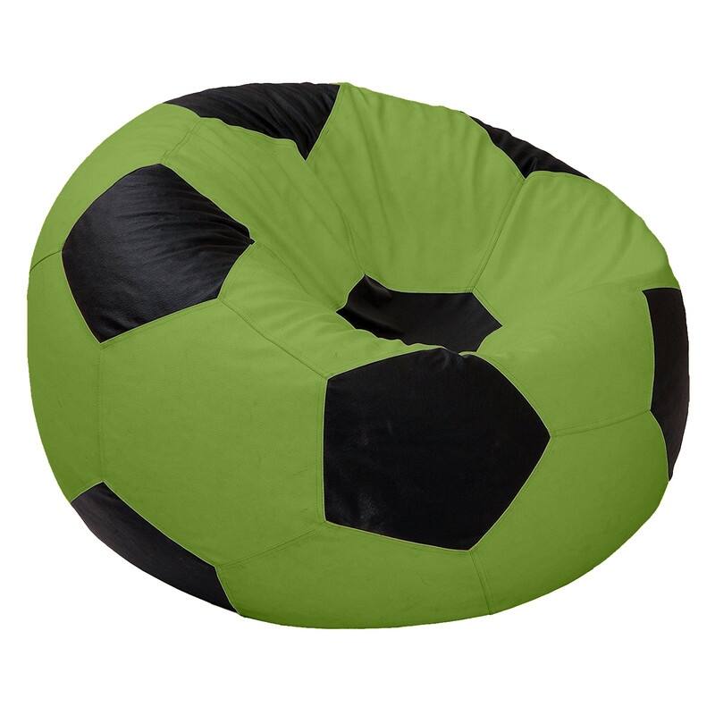 Leatherette Bean Bag Cover Without Filler, Ideal for Children and Teenagers by Ample Decor - GREEN-BLACK