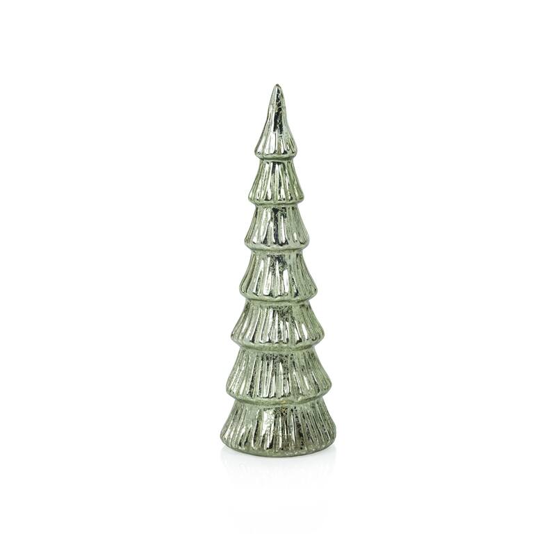 Lior 12.5" LED Glass Tabletop Holiday Trees, Set of 2 - Light Green