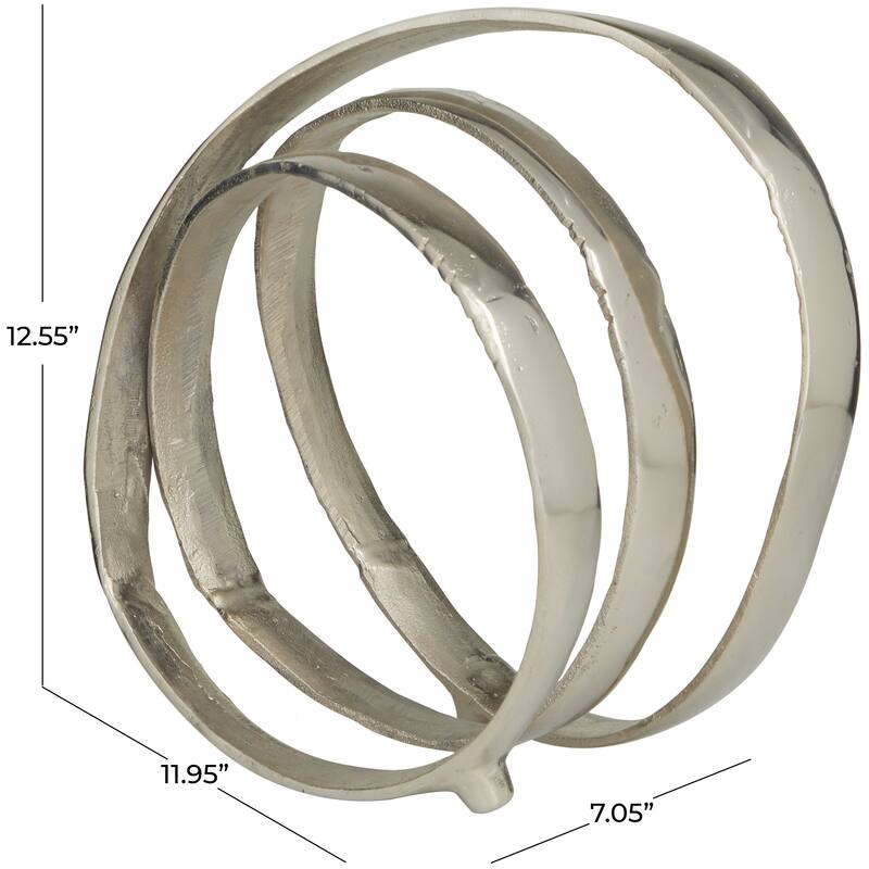 Silver Aluminum Metal Looped Abstract Decorative Sculpture