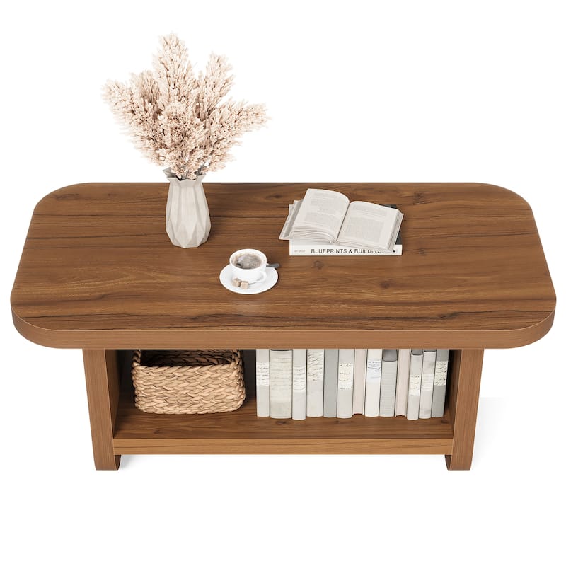 Industrial Rectangle Living Room Coffee Table with Storage Shelf