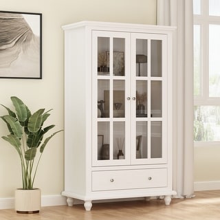 Kerrogee 55.1"H  Bookcase Display Cabinet China Cabinet Glass Door